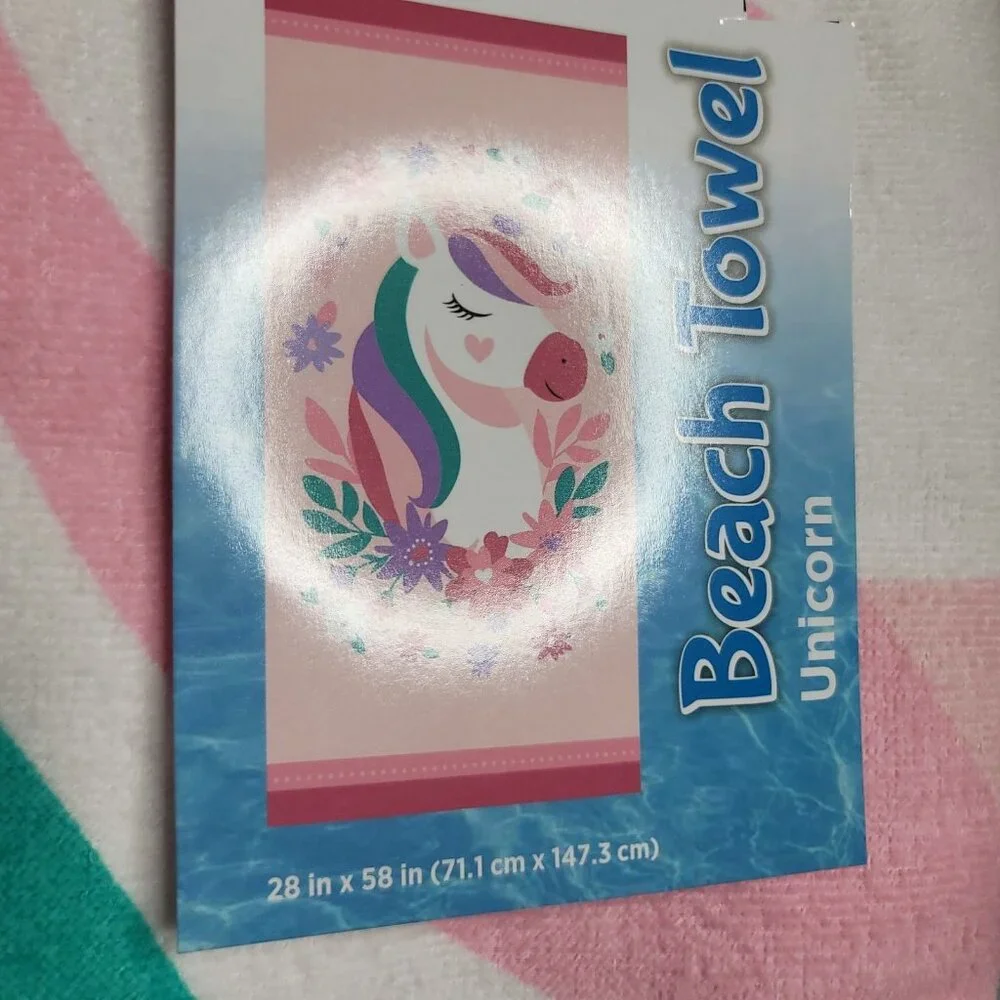 Unicorn Beach Towel Swim Pool  28 x 58 Inches New w Tags